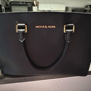 Michael Kors Black Satchel with Gold Accents